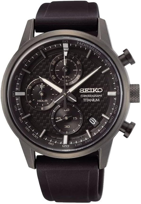 Seiko SSB393P1 Men's Chronograph Wristwatch, Black, Urethane Band, Titanium