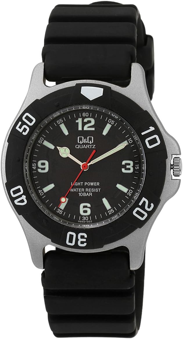 [シチズンQ&Q] 腕時計 キューアンドキュー アナログ ソーラー 10気圧防水 ウレタンベルト 黒 文字盤 SOLARMATE (ソーラーメイト) H950J002 メンズ ブラック