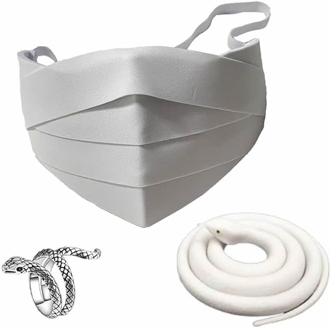 伊黒小芭内 コスプレ マスクとリング アニメ コスプレ 伊黒 小芭内 蛇型 コスチューム 小道具 EVA 白