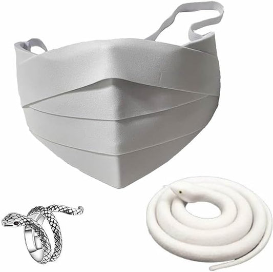 伊黒小芭内 コスプレ マスクとリング アニメ コスプレ 伊黒 小芭内 蛇型 コスチューム 小道具 EVA 白