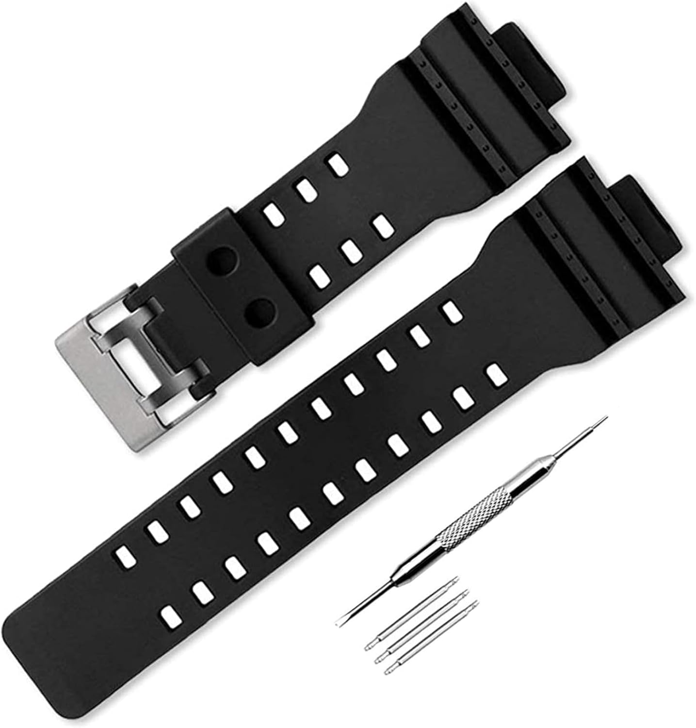 [smine] G-Shock G-Shock G-Shock Watch Strap Band Replacement Compatible Belt with Spring Bars G-8900 GA-110 GA-200 Custom Parts Urethane Universal Replacement Lug Width 0.6 inch (16 mm) Black GA-100