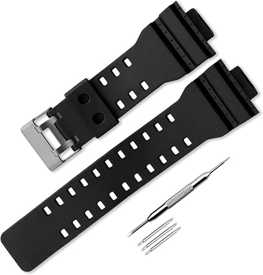 [smine] G-Shock G-Shock G-Shock Watch Strap Band Replacement Compatible Belt with Spring Bars G-8900 GA-110 GA-200 Custom Parts Urethane Universal Replacement Lug Width 0.6 inch (16 mm) Black GA-100