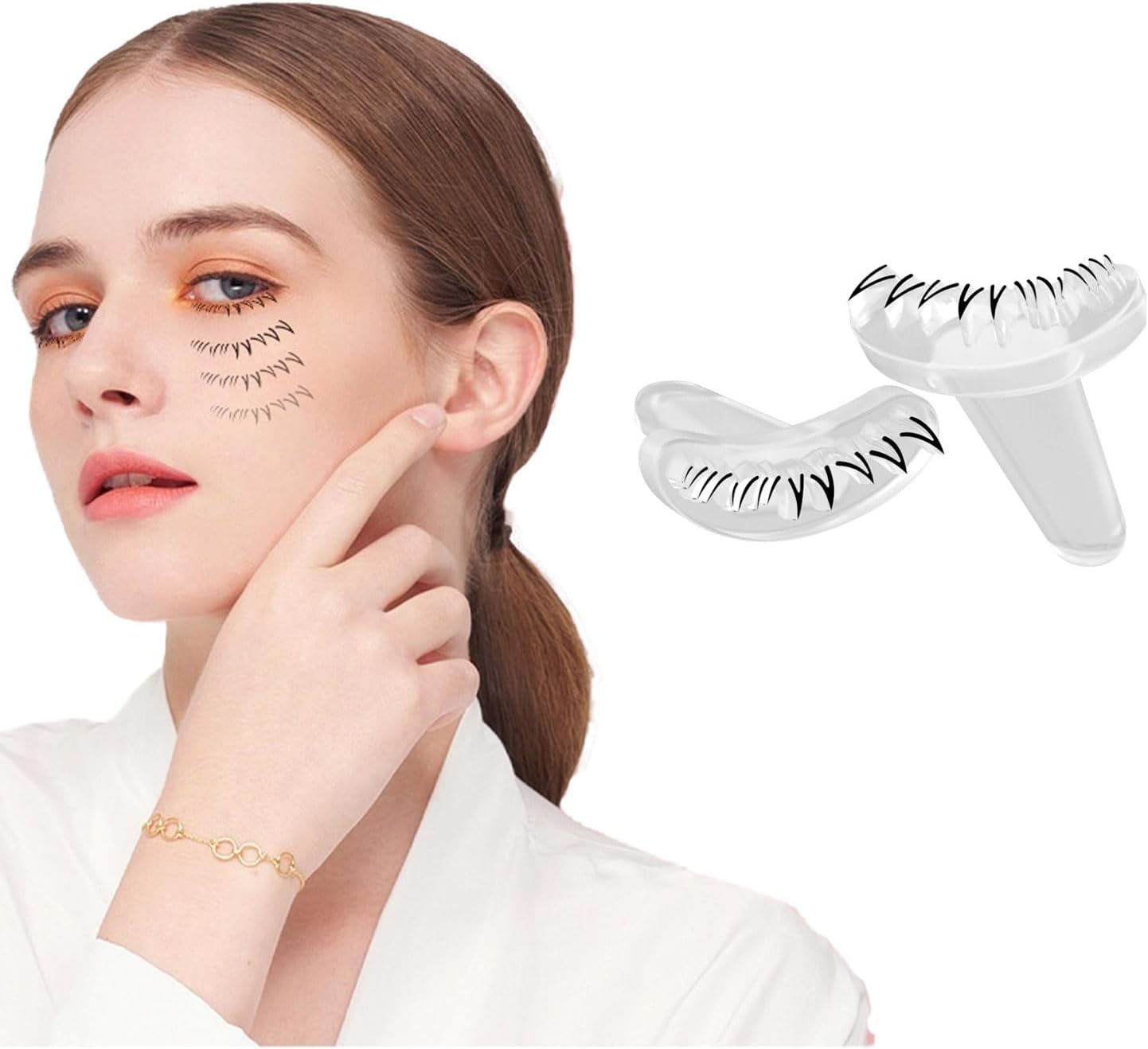 2023 NEW Lower Eyelash Stamping Tool, Eyelash Stamp Tool, 1 Pair Eye Makeup Tool, Reusable Eyelash Printing, DIY Lower Eyelash Extensions for Makeup Beginners Natural Look