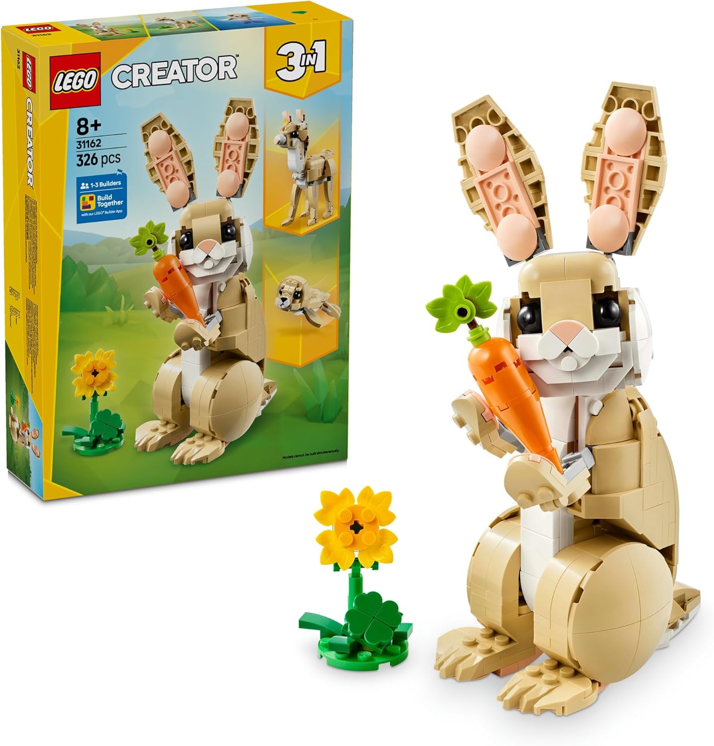 LEGO Creator Rabbit Toy Blocks, Gift, Present, Birthday, Blocks, Girls, Boys, Children, Ages 8, 9, 10, Elementary School Students, Animals, Creatures, 31162