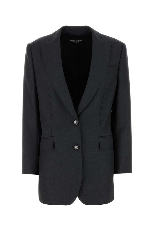 Dolce  Gabbana ドルチェ＆ガッバーナグラファイトウールブレザー - Image 1