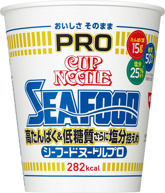 Cup Noodles PRO Seafood Noodles with High Protein & Low Sugar Content and Low Salt Content (Delicious Intact), Nissin Foods Cup Noodles, 2.8 oz (78 g) x 12 Packs