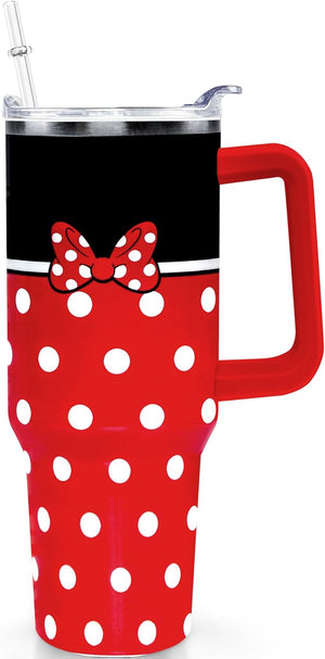 Vaso Tumbler de Ratón de Dibujos Animados de 40 Oz con Tapa y Pajita de Acero Inoxidable Aislado con Asa Lazo Taza de Café de Viaje - Regalo de Cumpleaños, Navidad