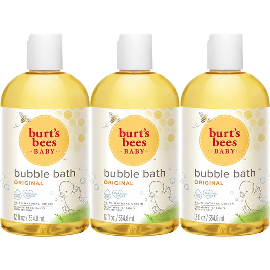 Burt's Bees Baño de burbujas para bebé, aroma original, lavado de bebé sin lágrimas para piel delicada, 98% origen natural, 12 onzas líquidas (paquete de 3)