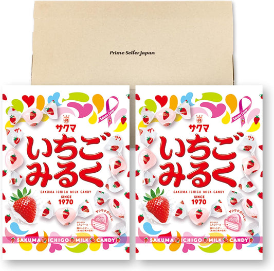 Sakuma Seika Strawberry Milk 83 g x 2 Bag Set PSJBOX Strawberry Candy, Individually Packaged, Strawberry Flavor, Milk Candy, Candy with Fruit Juice, Sweets, Snacks