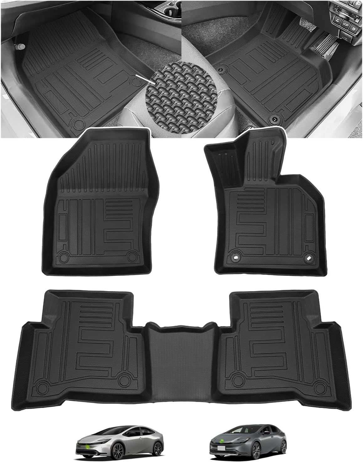 Toyota New Prius 60 Series Floor Mat, 3D Dimensional, 60 Series Prius, Floor Mat, Toyota PRIUS 60 Car Mat Front Seat & 2nd Row Vehicle Specific Design, January 2023 (Riwa 5), Custom Parts, Genuine
