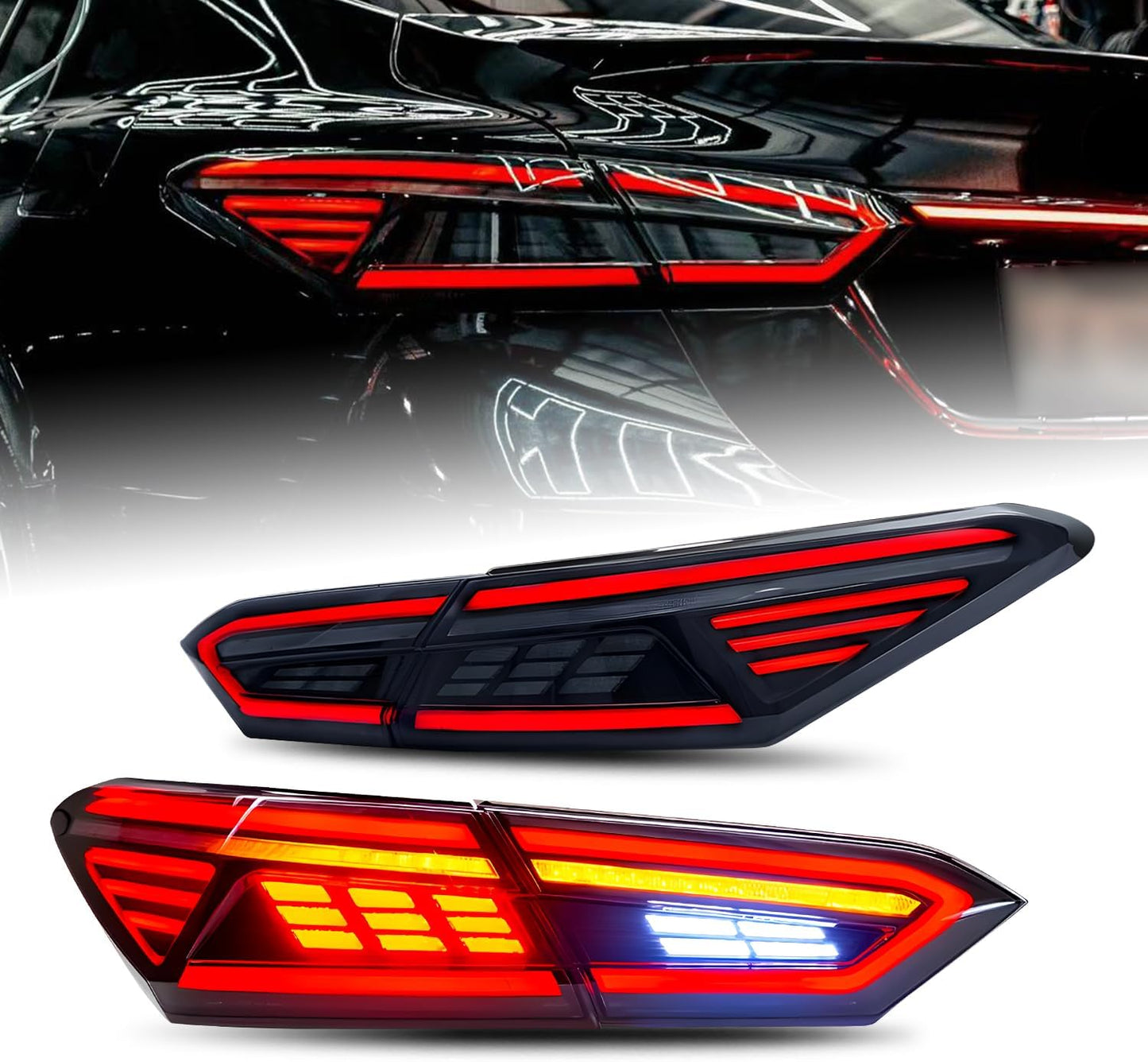 HCMOTIONZ 2018-2022 Toyota Camry 70 Series Tail Light, Flowing Turn Signal, All LED Sequential Turn Signals, For Toyota Camry (New Tail Light A)