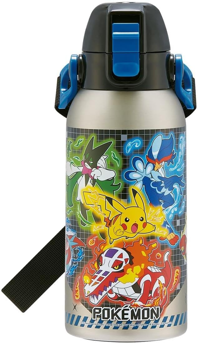 Skater STCH6-A Children's Water Bottle, Direct Drinking, 20.3 fl oz (600 ml), Pokemon 25, Boys, Cold Insulation, Stainless Steel, Lightweight Type, Sports Bottle, Kids, Water Bottle