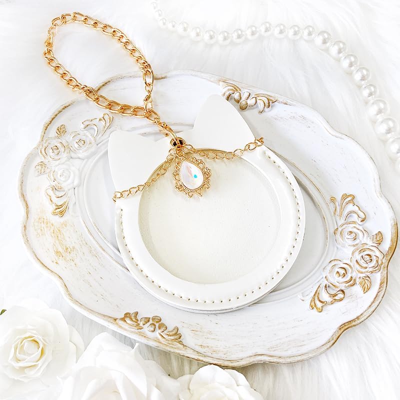 Cat Ear Can Badge Case with Charm, 2.2 inches (56 mm), 2.2 inches (57 mm), White, Pressurized Activity, Ota Living, Anime Goods Storage, Decoration g.triger Gee Trigger [Parallel Import]