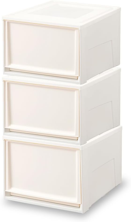 Iris Ohyama BC-LD Storage Case Drawers, Set of 3, Closet, Value for Money, W 15.4 x D 19.7 x H 11.7 Inches (39 x 50 x 29.7 cm), Walk-In Closet, Clothing Case, Chest, Made In Japan, Off-White/Ivory