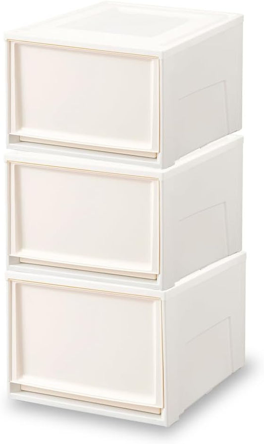 Iris Ohyama BC-LD Storage Case Drawers, Set of 3, Closet, Value for Money, W 15.4 x D 19.7 x H 11.7 Inches (39 x 50 x 29.7 cm), Walk-In Closet, Clothing Case, Chest, Made In Japan, Off-White/Ivory