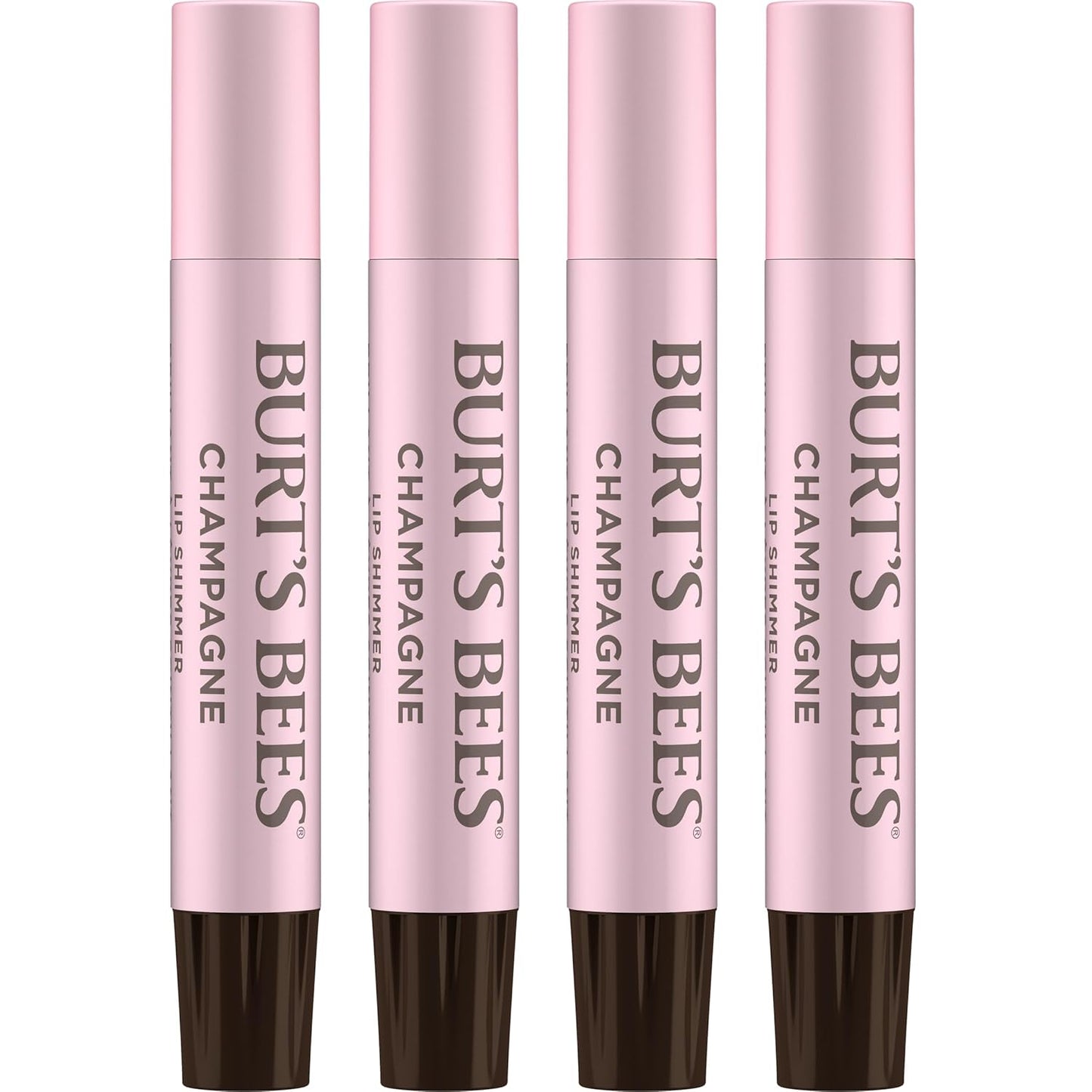 Burt's Bees Shimmer - Juego de tinte labial tintado, hidratante para hidratación durante todo el día con acabado pigmentado brillante y color construible, champán (paquete de 4)