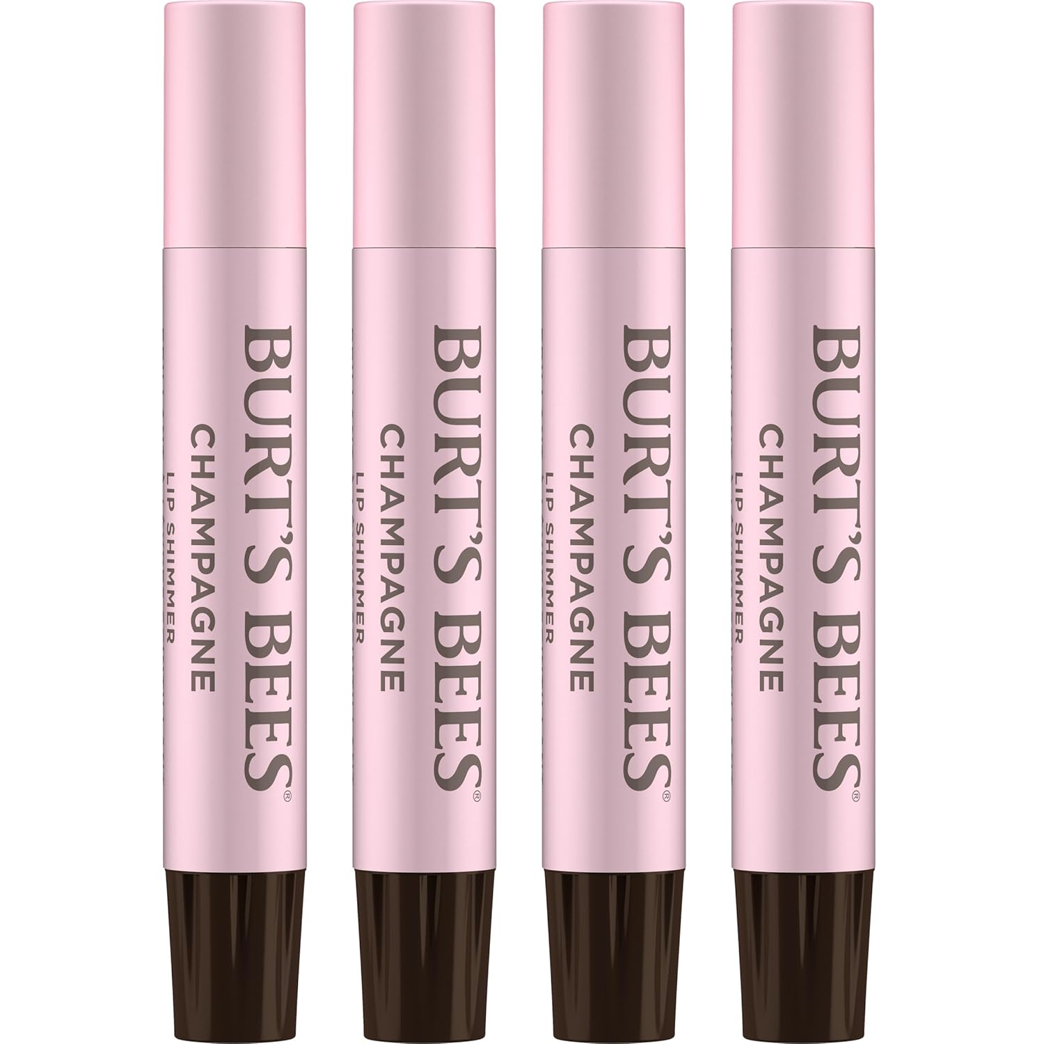 Burt's Bees Shimmer - Juego de tinte labial tintado, hidratante para hidratación durante todo el día con acabado pigmentado brillante y color construible, champán (paquete de 4)
