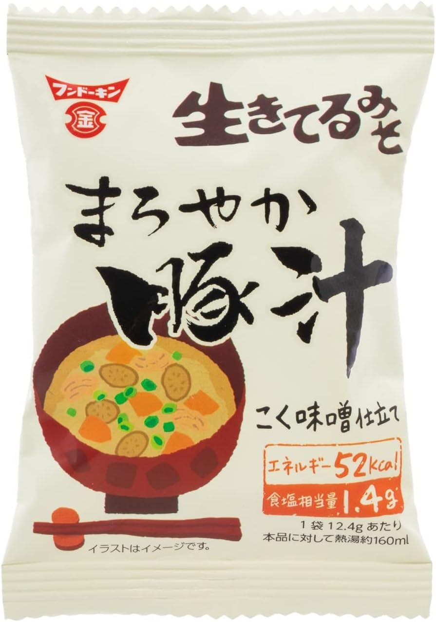 Fondukin Soy Sauce Freeze Dried Live Live Miso Mellow Pork Soup Set, 0.4 oz (12.4 g) x 10 Packs