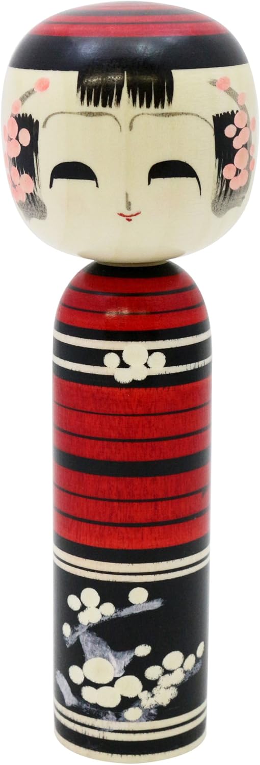 Uzaro Kokeshi, Red Plum, 6 Size, 7.1 inches (18 cm), Traditional Crafts, Made in Japan, Wood, Figurine, Creative, Japanese Souvenir, Gift