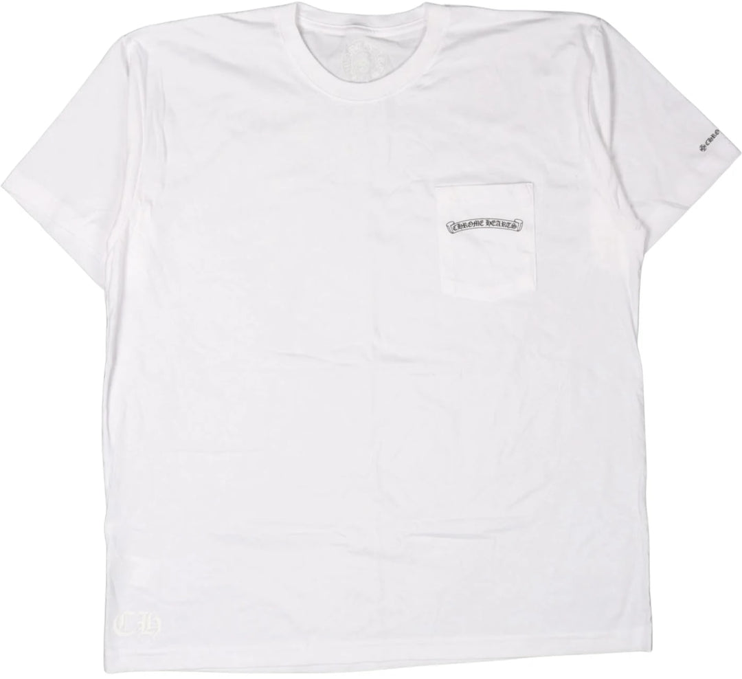 CHROME HEARTS 'SCROLL LOGO' WHITE POCKET TEE