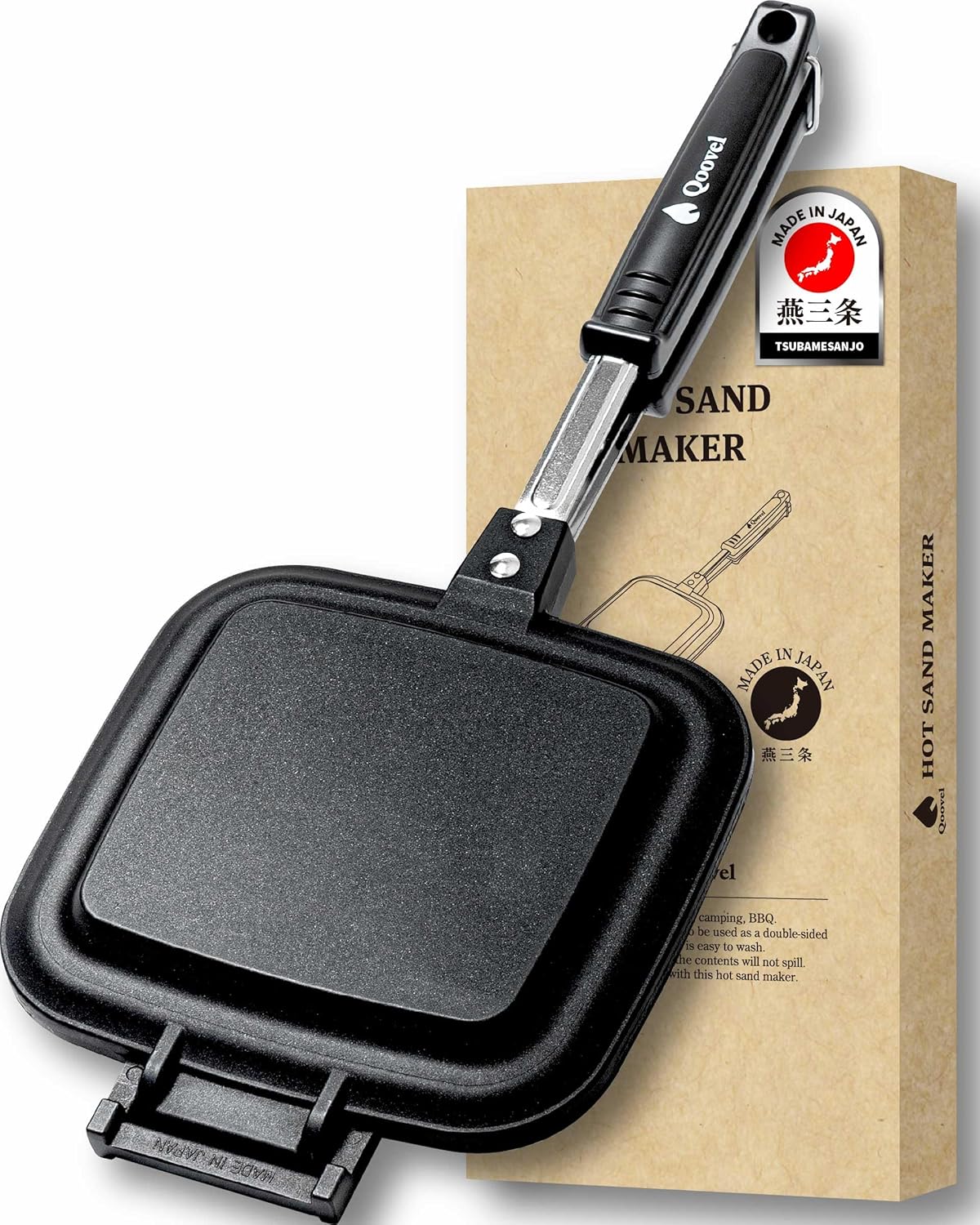 Tsubamesanjo Qoovel Hot Sand Maker, Made in Japan, Direct Fire (Electronic Recipe), Ear Crimp, Single-Sided, Flat for Ears, Top and Bottom Separated Type, Camping