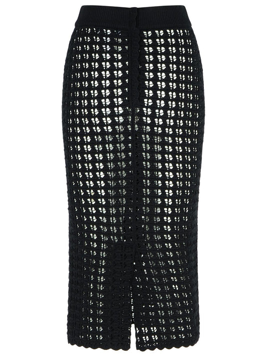 Dolce  Gabbana ドルチェ＆ガッバーナブラックバージンウールスカート - Image 1