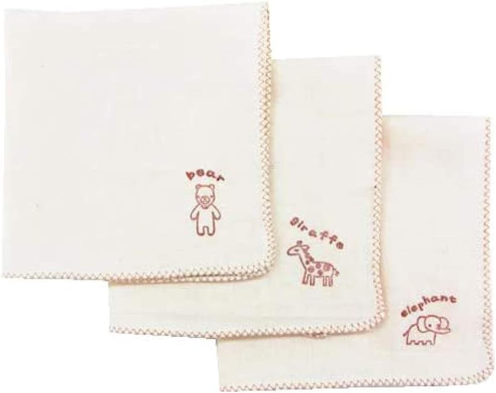 Made in Japan◇ Made in Japan ◇ 3 piece set of cotton gauze handkerchief (with print), softer as you wash it, Japanese Gauze 100% Cotton, Size: 10.6 x 10.6 inches (27 x 27 cm) (produced), Gaze