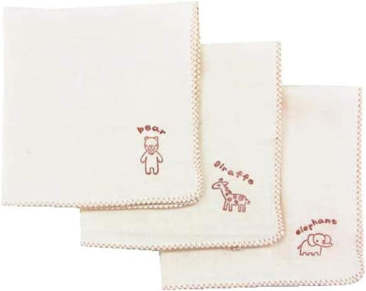 Made in Japan◇ Made in Japan ◇ 3 piece set of cotton gauze handkerchief (with print), softer as you wash it, Japanese Gauze 100% Cotton, Size: 10.6 x 10.6 inches (27 x 27 cm) (produced), Gaze