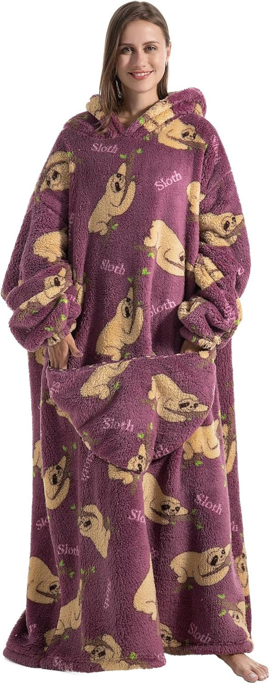 Capecage - Manta con capucha, sudadera con capucha larga como regalos de cumpleaños para mujeres y hombres, manta portátil larga para mujeres y hombres.