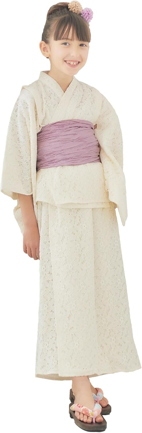 NISHIORI Kids Kids Lace 2-Way Yukata Set, Separate, Wasafuwa Sarong Set, Sundress, 3-piece Set, Wasafuwa Bandeau Set, Cami, One Piece
