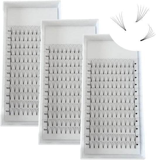 Eyelash Extensions, 3 Boxes, 5D Volume Eyelashes, C D Curl, Thickness 0.03 inches (0.07 mm), 12 Rows, 5 Bundles, Matsueku False Eyelashes, Natural, Popular, 3 Trays Short Stem 5D Eyelashes Extension