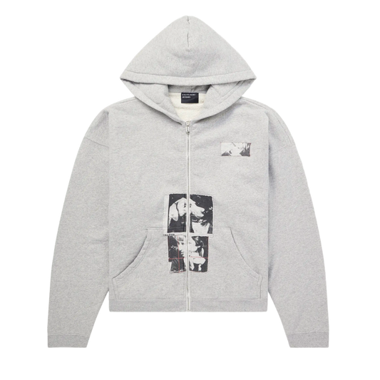 ENFANTS RICHES DÉPRIMÉS 'APPLIQUÉD' GREY COTTON ZIP UP HOODIE