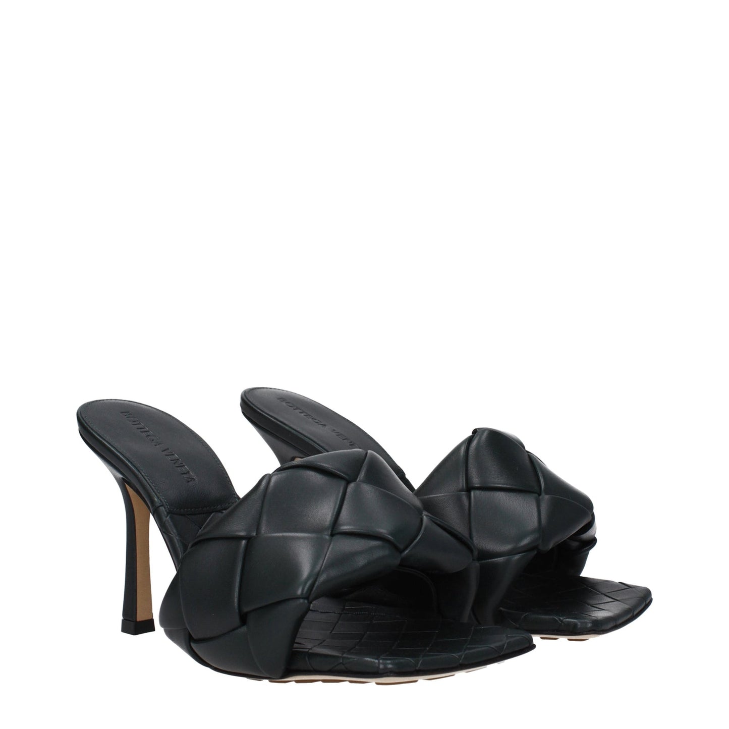 Bottega Veneta Sandals Women Leather Green/Calamaio - Image 1