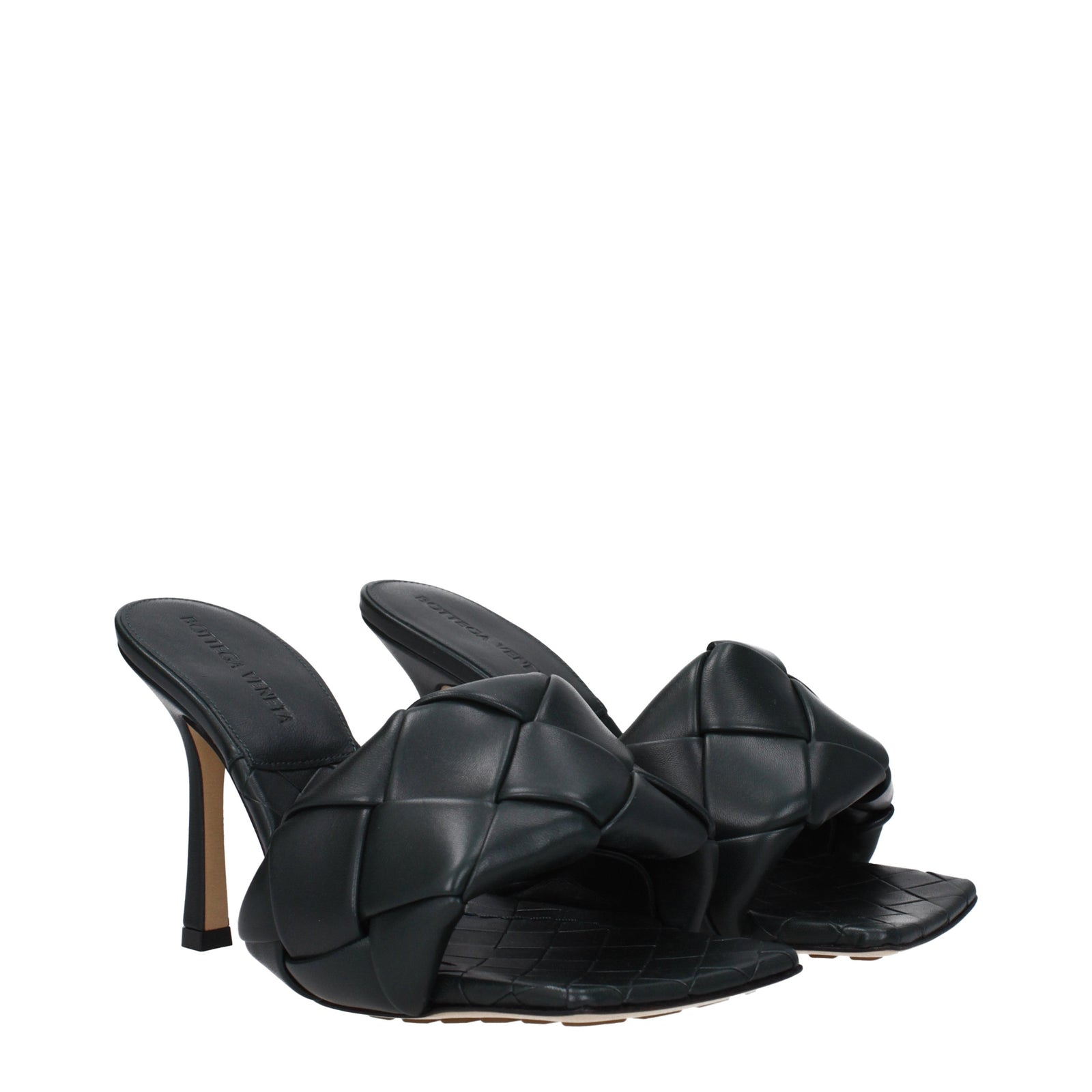 Bottega Veneta Sandals Women Leather Green/Calamaio - Image 1