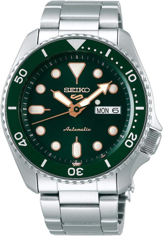 Seiko SRPD63K1 Men's Seiko Five Sports Watch, Automatic Mechanical, Limited Distribution Model, Green, Bracelet Type