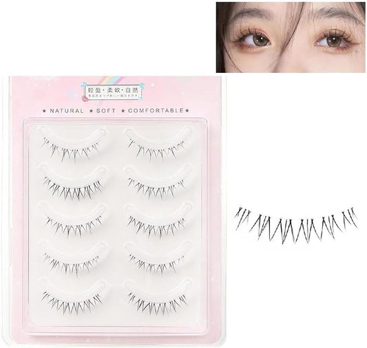 5 Pairs Lower Eyelashes Small Flame Transparent Stem Eyelash Extensions 1:1 Shrink Eye Makeup Tools Beauty