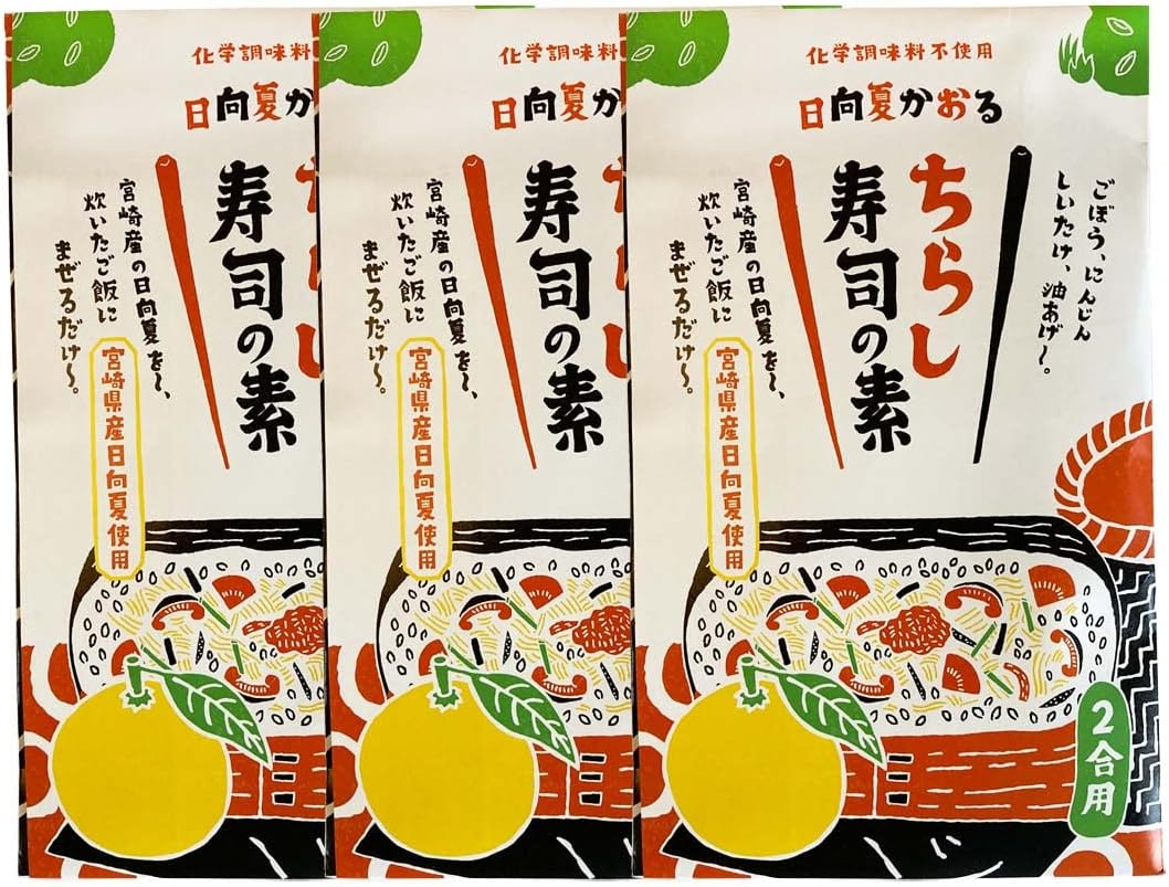 [Miyazaki Godo Foods] Mixed Rice Hinata Summer Kaoru Chirashi Sushi Ingredients, 2 Combinations, 6.3 oz (180 g) x 3 Bags