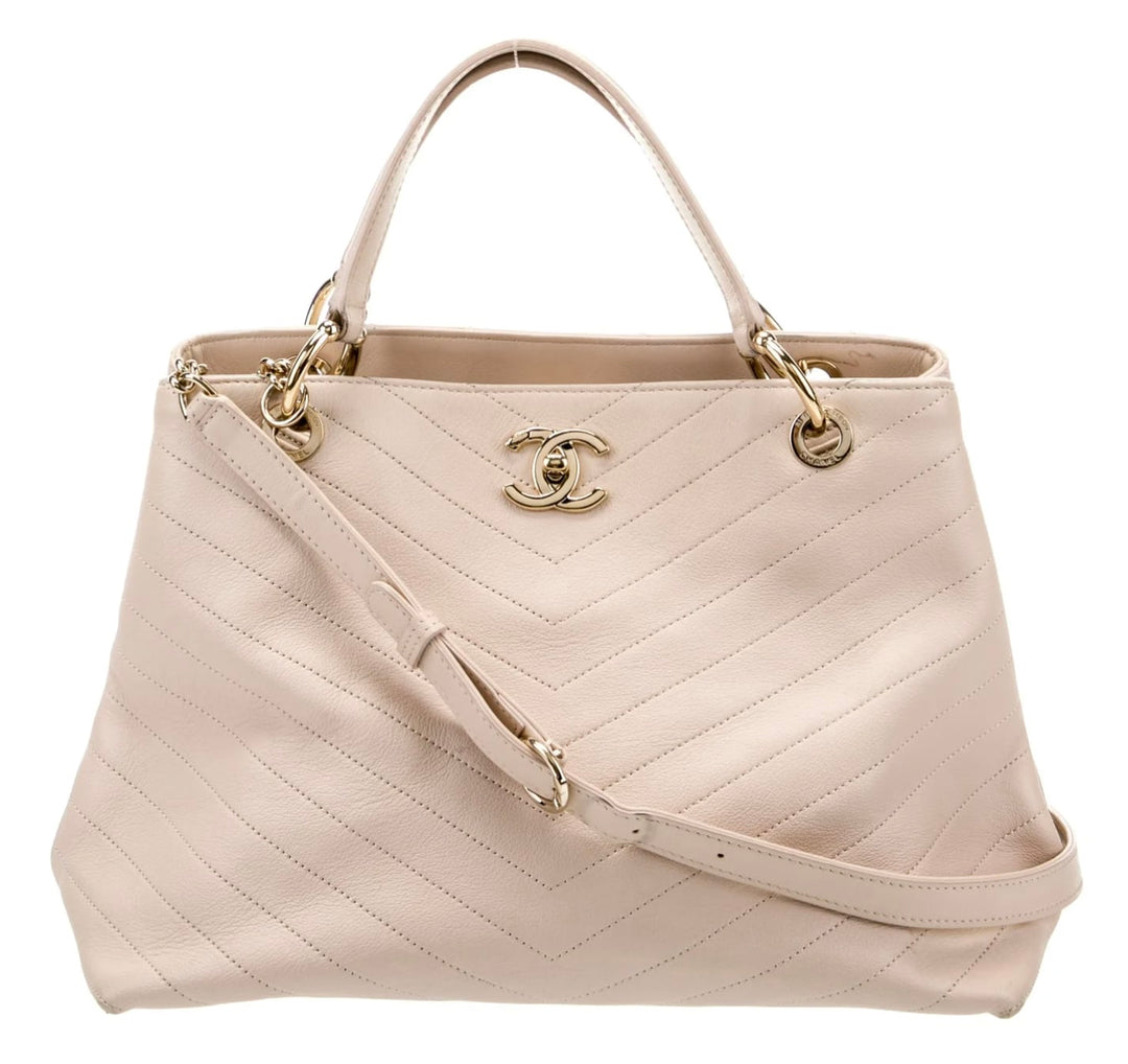 CHANEL CHEVRON CHIC CALFSKIN SHOPPING TOTE BAG