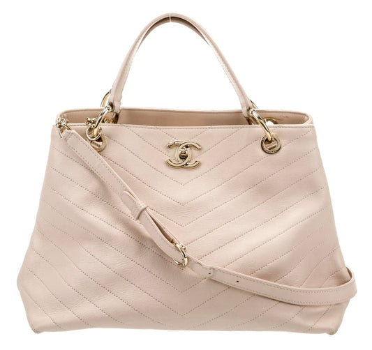 CHANEL CHEVRON CHIC CALFSKIN SHOPPING TOTE BAG