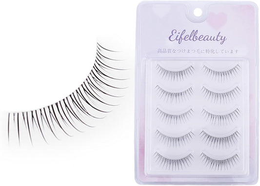 False eyelashes, Korean false eyelashes, natural, transparent stems, handmade and 5 pairs in one set, partial false eyelashes, popular