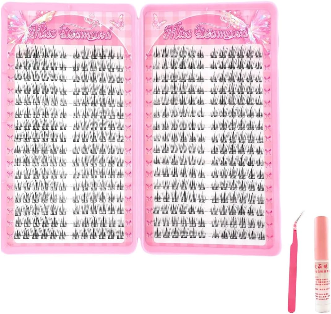 384 Pairs Large Capacity False Eyelashes, Cute, Three-Dimensional, Partial False Eyelashes with Glue, Bunchy, Popular, Beginner, Durable, Eye Makeup, Natural, Lightweight, Comfortable, Travel and