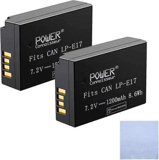 Canon Compatible LP-E17 Battery (Set of 2), Camera Lens Cleaning Cloth Included, Compatible with EOS Kiss X9i7.2 V, 1200 mAh, Camera Compatible Battery 2025IBI