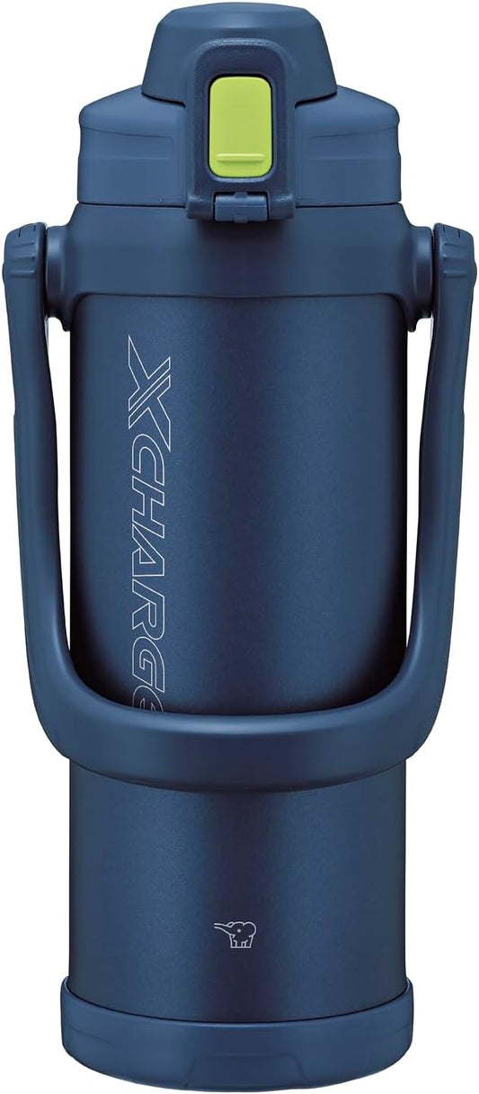 ZOJIRUSHI THERMOS Bottle 2.06L Large Capacity Sports Type Jug Wide Mouth Approximately 7cm Ice-Friendly Cold Retention Only Suitable for Sports Drinks Navy SD-BE20-AD