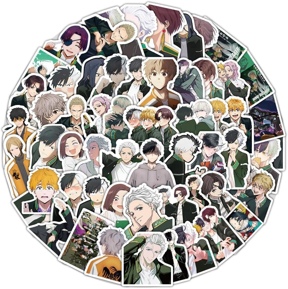 100 pieces Haruka Sakura, Sugishita, Kyotaro Sugishita, Akihiko Elui, Wind Chime High School, Windproof Bell, Windproof Boy Seal Collection Sticker Set, Anime, Manga, Cute, Diary Sticker, Children's
