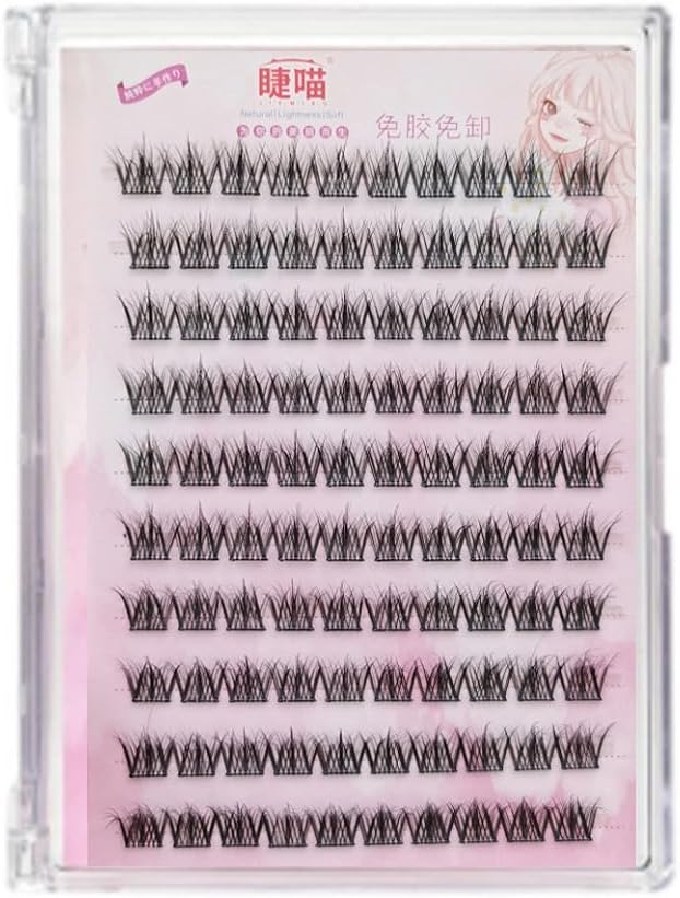 10 Rows 5D Mink Hair Individual Eyelashes Self Adhesive Cluster Lashes Fluffy Segment Eyelashes Handmade