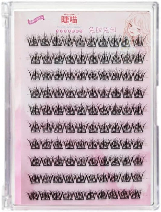10 Rows 5D Mink Hair Individual Eyelashes Self Adhesive Cluster Lashes Fluffy Segment Eyelashes Handmade