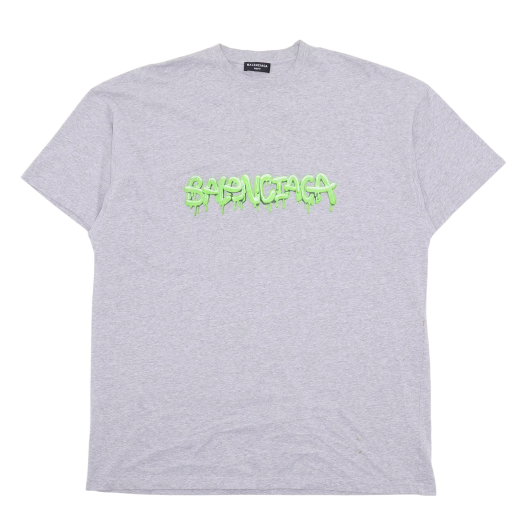 BALENCIAGA 'SLIME LOGO' OVERSIZED GREY TEE
