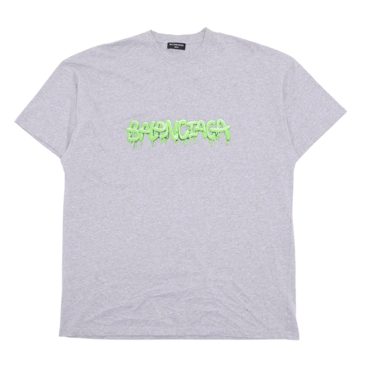 BALENCIAGA 'SLIME LOGO' OVERSIZED GREY TEE