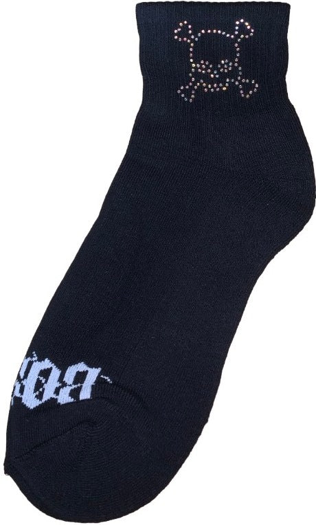 BOSSI 'SKULL BONES' RHINESTONE BLACK SOCKS
