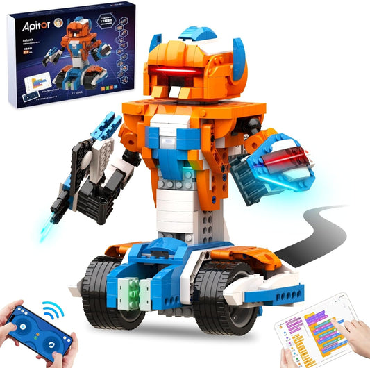 Robot X New Programming Robot Children's Toy STEM Educational Building Blocks 12-in-1 Remote Control Toy Elementary School Programming Introduction Scratch 3.0 Kids' Radio-Controlled